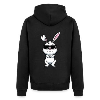 White Rabbit Emoticons Rabbit - Unisex Premium Organic Zip Hoodie - black - Back - Nico (187cm)