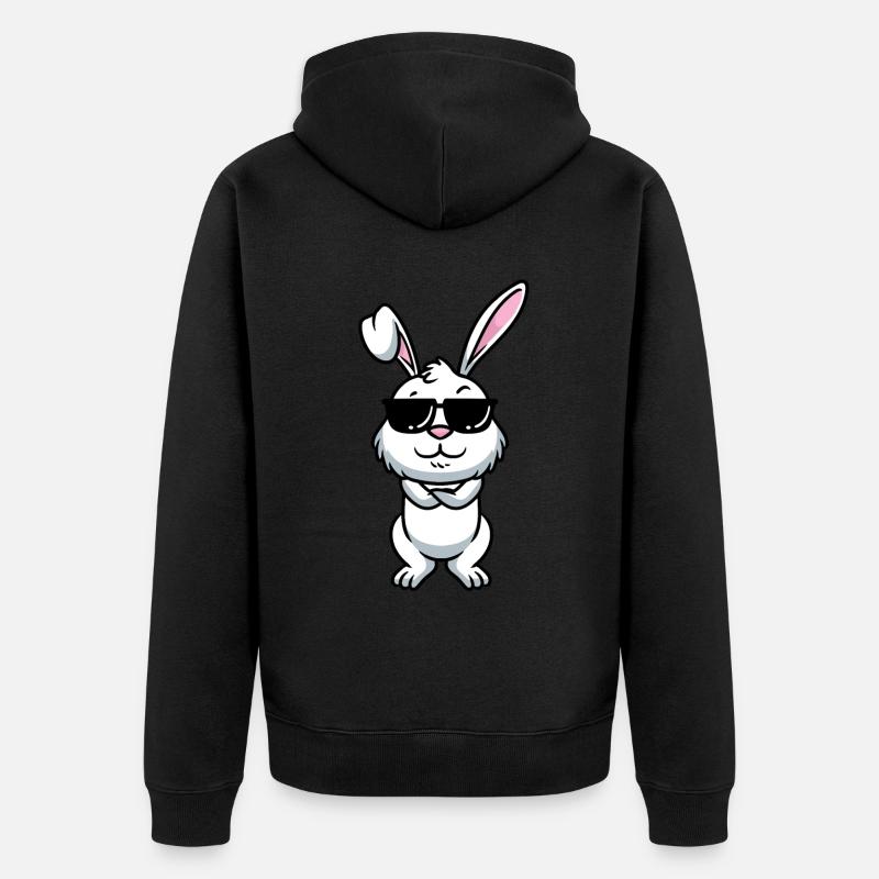 Lapin Blanc Emoticons Lapin - Veste à capuche bio Premium Unisexe - noir