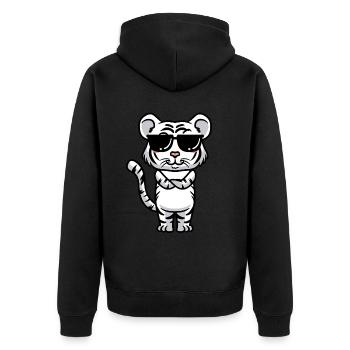 Weißer Tiger Emoticon Bengalischer Tiger - Unisex Premium Bio Zip Hoodie - Schwarz - Hinten - Nico (187cm)