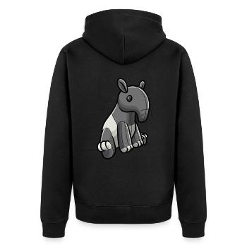 Tapir Kuscheltier Motiv - Unisex Premium Bio Zip Hoodie - Schwarz - Hinten - Nico (187cm)