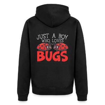 Just A Boy Who Loves Bugs Entomology Ladybug - Unisex Premium Organic Zip Hoodie - black - Back - Nico (187cm)