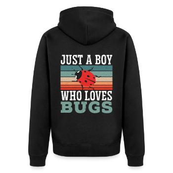 Just A Boy Who Loves Bugs Entomology Ladybug - Unisex Premium Organic Zip Hoodie - black - Back - Nico (187cm)