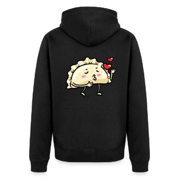 Pierogi Kawaii Emoticon Cuisine polonaise - Veste à capuche bio Premium Unisexe - noir - Dos - Nico (187cm)