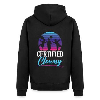 Zertifizierter Clown Clown Clown Clown - Unisex Premium Bio Zip Hoodie - Schwarz - Hinten - Nico (187cm)