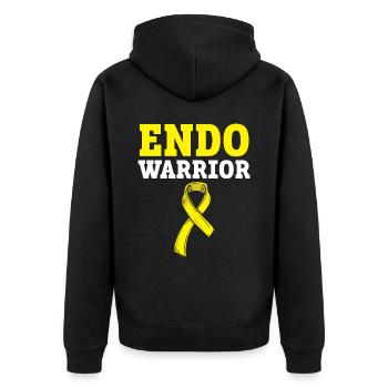 Endo Warrior Endometriose Bewusstseinskrankheit - Unisex Premium Bio Zip Hoodie - Schwarz - Hinten - Nico (187cm)