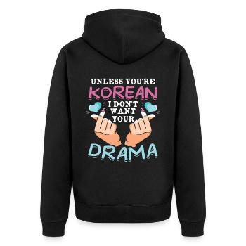 Unless you are Korean, then I want - Unisex Premium Organic Zip Hoodie - black - Back - Nico (187cm)
