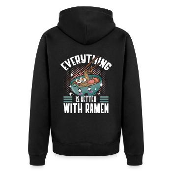Tout va mieux avec les amateurs de ramen Japon - Veste à capuche bio Premium Unisexe - noir - Dos - Nico (187cm)