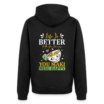 You Maki Miso Happy Ramen Lover Japan - Unisex Premium Organic Zip Hoodie - black - Back - Nico (187cm)
