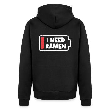 Ich Brauche Ramen Liebhaber Japan Japanisches - Unisex Premium Bio Zip Hoodie - Schwarz - Hinten - Nico (187cm)