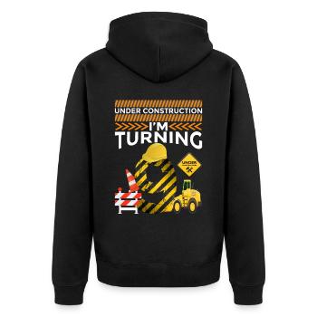 Ich Werde 9 9. Geburtstag Konstruktion Themenparty - Unisex Premium Bio Zip Hoodie - Schwarz - Hinten - Nico (187cm)