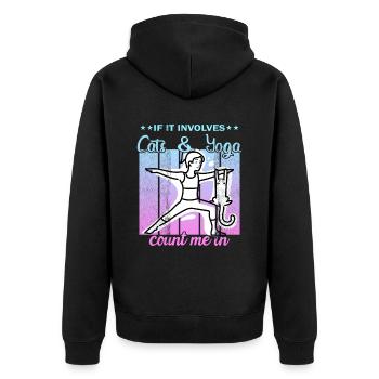 If It Involves Cats & Yoga count me in - Unisex Premium Organic Zip Hoodie - black - Back - Nico (187cm)