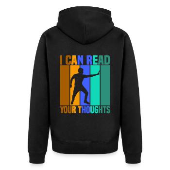 I Can Read Your Thoughts - Unisex Premium Bio Zip Hoodie - Schwarz - Hinten - Nico (187cm)