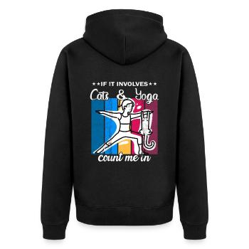 If It Involves Cats & Yoga count me in - Unisex Premium Organic Zip Hoodie - black - Back - Nico (187cm)