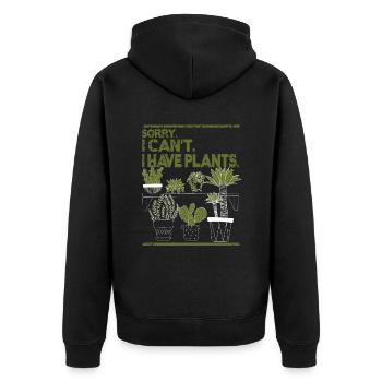 Sorry I Can't I have Plants - Unisex Premium Organic Zip Hoodie - black - Back - Nico (187cm)