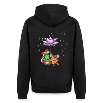 Lotus Flower Umbrella - Unisex Premium Organic Zip Hoodie - black - Back - Nico (187cm)