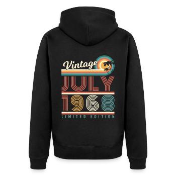 1968 Im Juli Vintage - Unisex Premium Bio Zip Hoodie - Schwarz - Hinten - Nico (187cm)