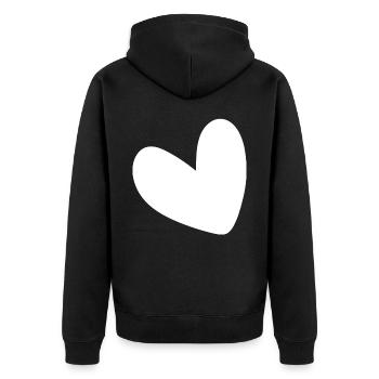 Simple White Heart - Unisex Premium Organic Zip Hoodie - black - Back - Nico (187cm)