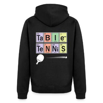 Tischtennis-Spieler-Sport-Chemie - Unisex Premium Bio Zip Hoodie - Schwarz - Hinten - Nico (187cm)
