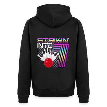 Striking Into 7 Bowling Bowler 7e anniversaire - Veste à capuche bio Premium Unisexe - noir - Dos - Nico (187cm)