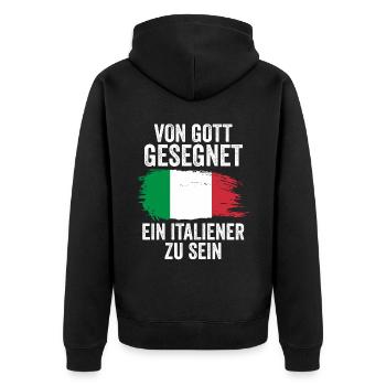 Italia Italien Italiener Italienisches - Unisex Premium Bio Zip Hoodie - Schwarz - Hinten - Nico (187cm)