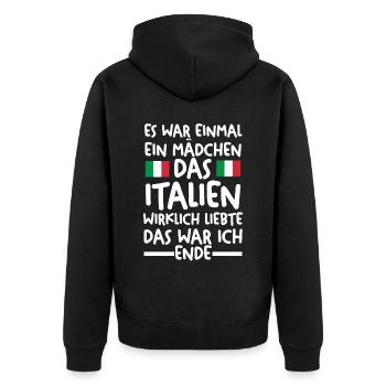 Italia Italien Italiener Italienisches - Unisex Premium Bio Zip Hoodie - Schwarz - Hinten - Nico (187cm)