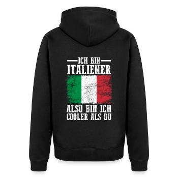 Italia Italien Italiener Italienisches - Unisex Premium Bio Zip Hoodie - Schwarz - Hinten - Nico (187cm)