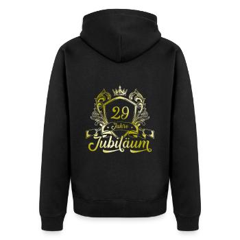29 Zahl Kranz - Unisex Premium Bio Zip Hoodie - Schwarz - Hinten - Nico (187cm)
