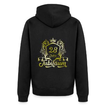 28 Zahl Kranz - Unisex Premium Bio Zip Hoodie - Schwarz - Hinten - Nico (187cm)