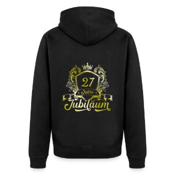 27 Zahl Kranz - Unisex Premium Bio Zip Hoodie - Schwarz - Hinten - Nico (187cm)