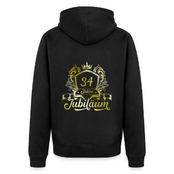 34 Zahl Kranz - Unisex Premium Bio Zip Hoodie - Schwarz - Hinten - Nico (187cm)