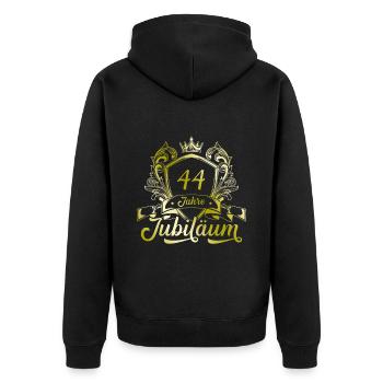 44 Zahl Kranz - Unisex Premium Bio Zip Hoodie - Schwarz - Hinten - Nico (187cm)