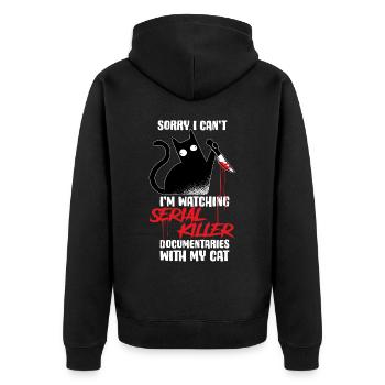 Killer Documentaries Crime Series Gift - Unisex Premium Organic Zip Hoodie - black - Back - Nico (187cm)