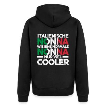 Italia Nonna Italienische Oma Italien - Unisex Premium Bio Zip Hoodie - Schwarz - Hinten - Nico (187cm)