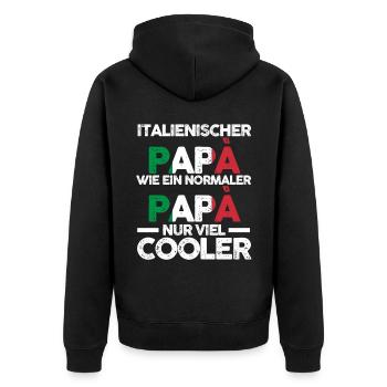 Italienischer Papa Italia Vater Italiener Italien - Unisex Premium Bio Zip Hoodie - Schwarz - Hinten - Nico (187cm)