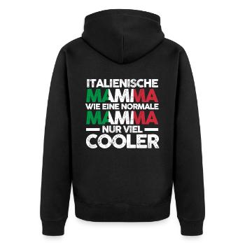 Italienerin Italienische Mamma Italien Mutter Mama - Unisex Premium Bio Zip Hoodie - Schwarz - Hinten - Nico (187cm)