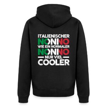 Italia Nonno Italienischer Opa Italiener Italien - Unisex Premium Bio Zip Hoodie - Schwarz - Hinten - Nico (187cm)