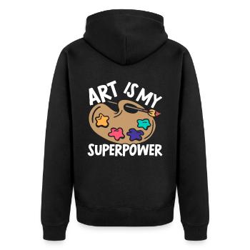 Kunst ist meine Superkraft Kunstlehrer Künstler Maler - Unisex Premium Bio Zip Hoodie - Schwarz - Hinten - Nico (187cm)