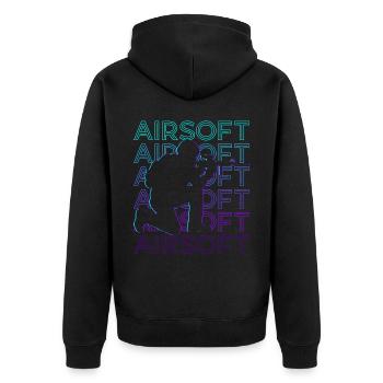 Airsoft Retro Gift - Unisex Premium Organic Zip Hoodie - black - Back - Nico (187cm)