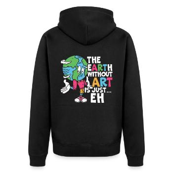 Die Erde ohne Kunst ist nur eh Kunstlehrer - Unisex Premium Bio Zip Hoodie - Schwarz - Hinten - Nico (187cm)