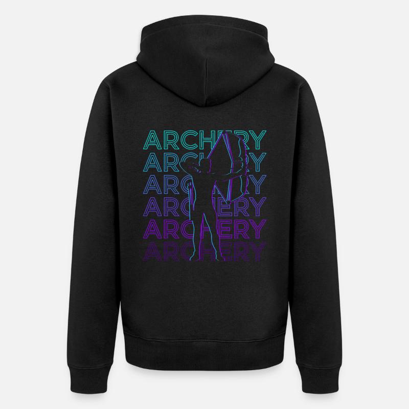 Bogenschießen Bogenschütze Retro Geschenk - Unisex Premium Bio Zip Hoodie - Schwarz