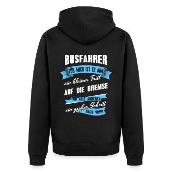 Busfahrer Bus Fahrer Geschenk Arbeitskollegen - Unisex Premium Bio Zip Hoodie - Schwarz - Hinten - Nico (187cm)