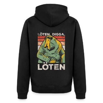 Löten Digga Löten Nasenaffe Bier Biertrinker Retro - Unisex Premium Bio Zip Hoodie - Schwarz - Hinten - Nico (187cm)