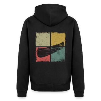 Canoe Canoeing Retro Vintage - Unisex Premium Bio Zip Hoodie - Schwarz - Hinten - Nico (187cm)