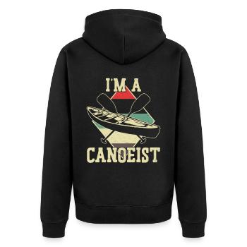 Canoe Canoeing Vintage Retro I'm A - Unisex Premium Bio Zip Hoodie - Schwarz - Hinten - Nico (187cm)
