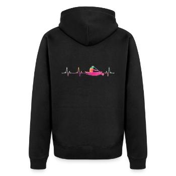 Canoe Canoeing Heartbeat - Unisex Premium Bio Zip Hoodie - Schwarz - Hinten - Nico (187cm)