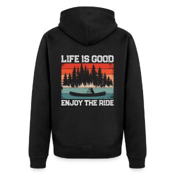 Canoe Canoeing Vintage Retro Life - Unisex Premium Organic Zip Hoodie - black - Back - Nico (187cm)