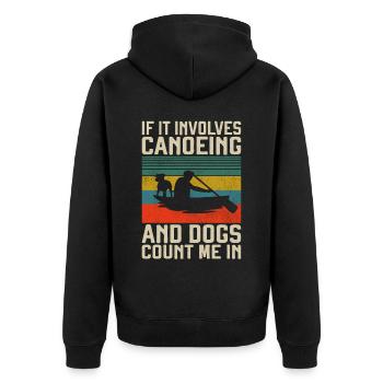 Canoe Canoeing Dog Vintage Retro - Unisex Premium Bio Zip Hoodie - Schwarz - Hinten - Nico (187cm)