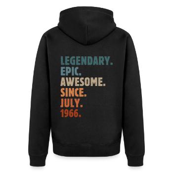 1966 July Vintage Birthday Gift - Unisex Premium Organic Zip Hoodie - black - Back - Nico (187cm)