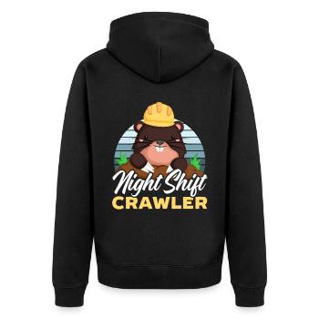 Night Shift Crawler Graveyard Shift Employee - Unisex Premium Organic Zip Hoodie - black - Back - Nico (187cm)