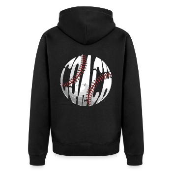 Baseball Fan Coach Vintage Coach - Unisex Premium Bio Zip Hoodie - Schwarz - Hinten - Nico (187cm)